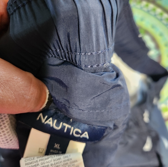 Nautica Navy Blue Swim Shorts with Sailboat Print - Picture 5 of 9